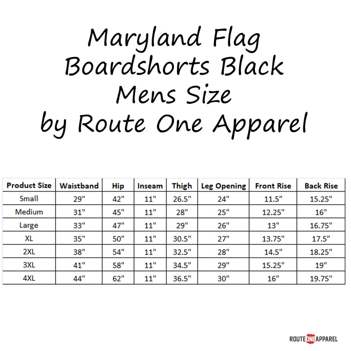Maryland Flag Boardshorts Mens Black (size chart)