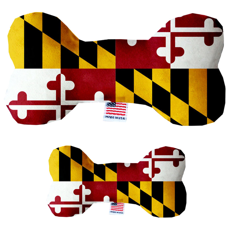 Maryland Flag Bone Plush Dog Toy - 2 Sizes