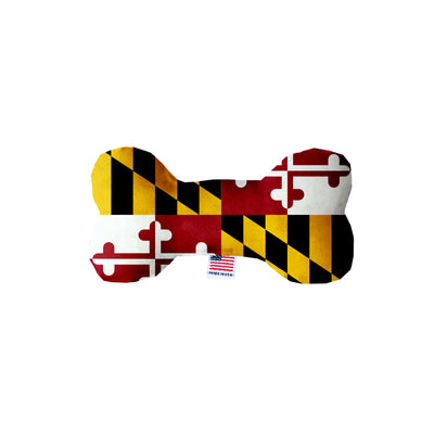 Maryland Flag Bone Plush Dog Toy - Small