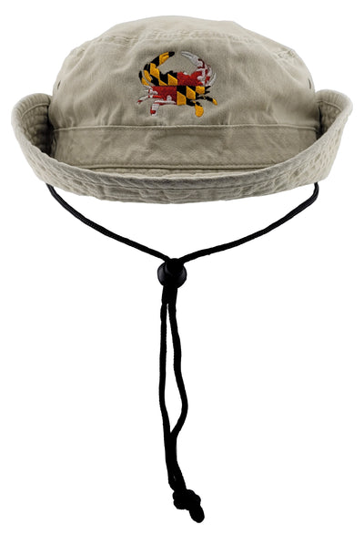 maryland flag crab bucket hat stone color snapped brim