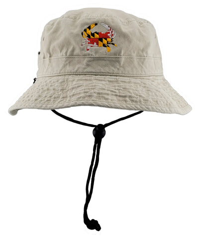 maryland flag crab bucket hat stone color