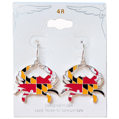 Maryland Flag crab dangle earring