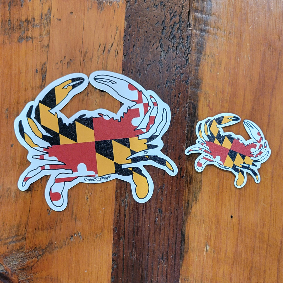 Maryland Flag Crab Sticker - Medium and Mini