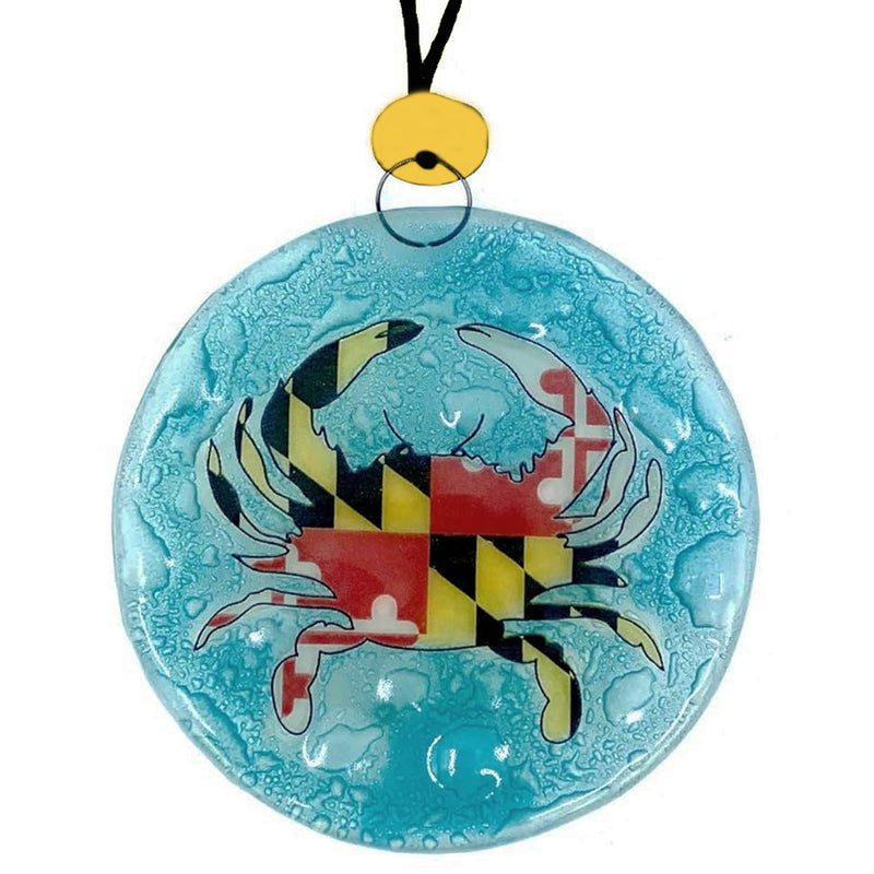 Maryland Flag Crab Glass Ornament Suncatcher