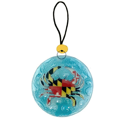 Maryland Flag Crab Glass Ornament Suncatcher