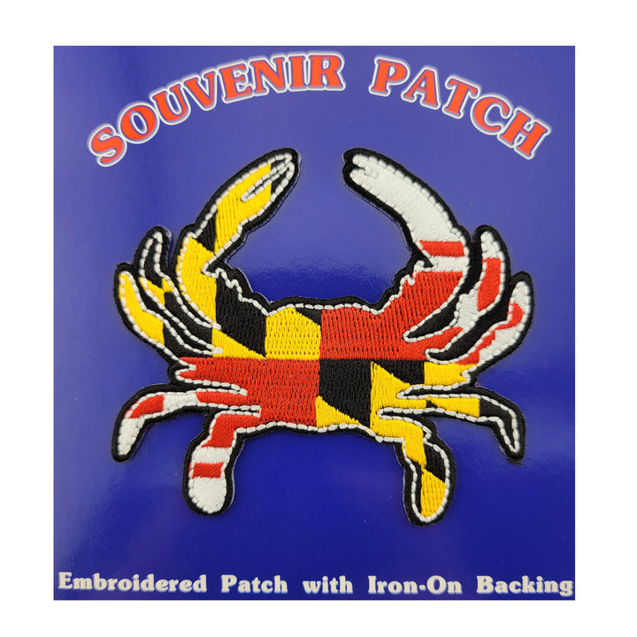 Maryland Flag Crab Embroidered Iron-On Patch (packaging)