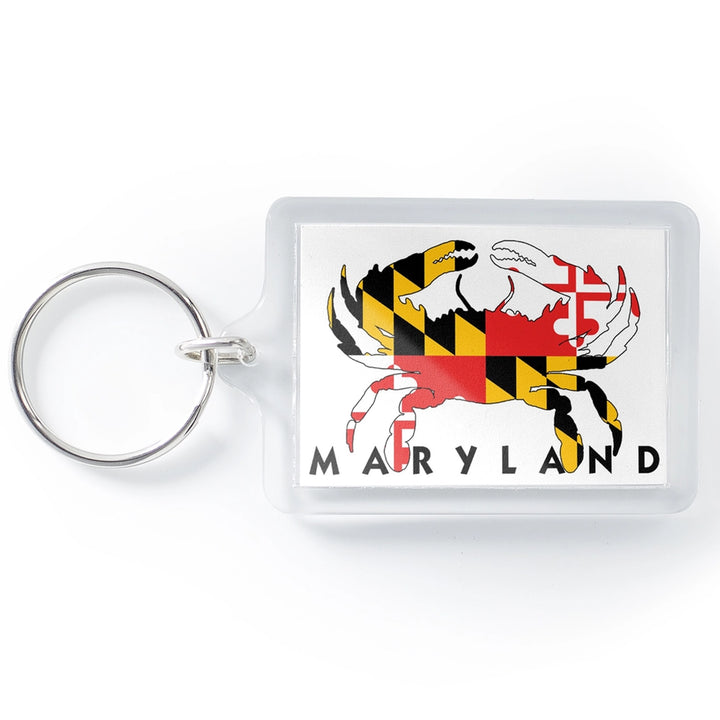 Maryland Flag Crab Lucite Keychain