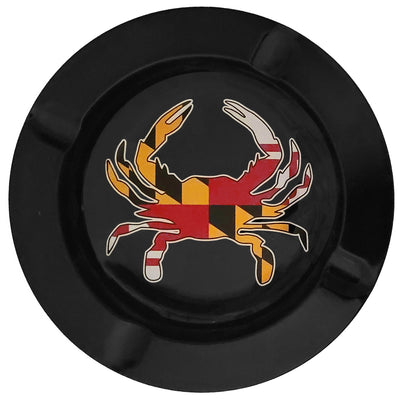 maryland flag crab metal ashtray