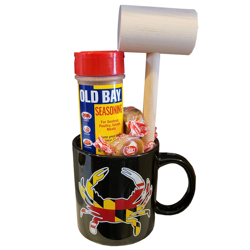 Maryland Flag Crab Mug & Mallet With Old Bay Gift Set