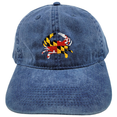 Maryland Flag Crab Embroidered Baseball Hat - Navy Blue