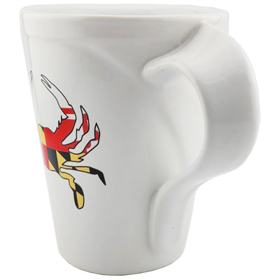 maryland flag crab plume handled white mug side view