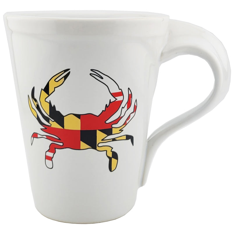 maryland flag crab plume handled white mug