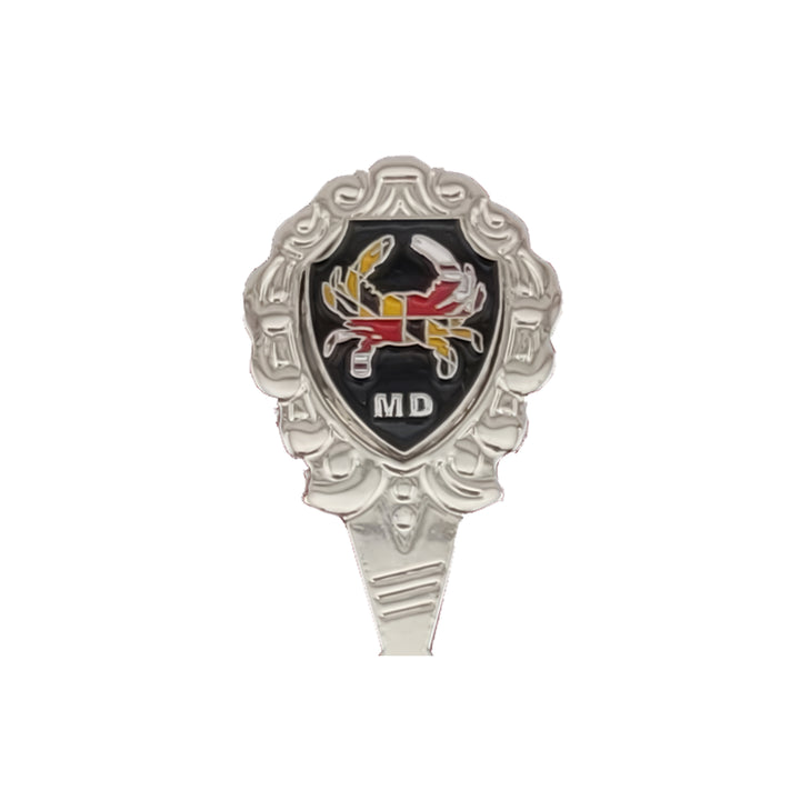 maryland flag crab shield souvenir spoon closeup