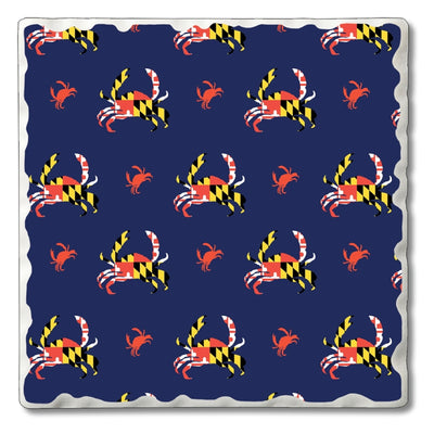 Maryland Flag Crab Tumbled Edge Stone Coaster
