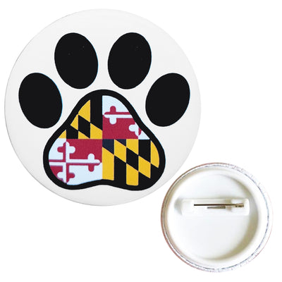Maryland Flag Dog Paw Print Button / Badge