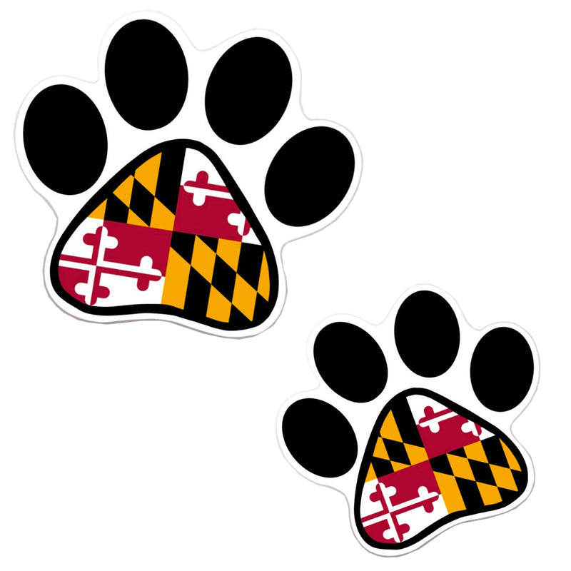 Maryland Flag Dog Paw Print Vinyl Sticker 2 Sizes