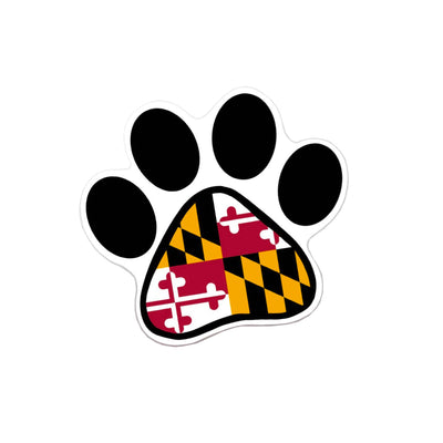 Maryland Flag Dog Paw Print Vinyl Sticker Small