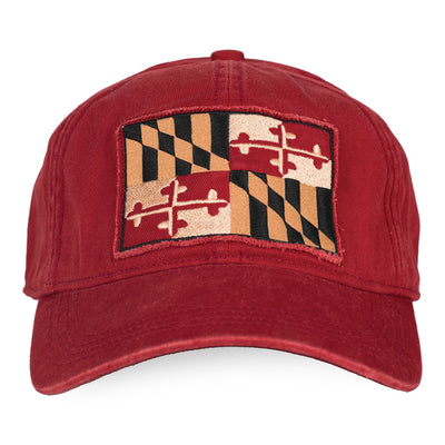 Maryland Flag Faded Baseball Hat Red