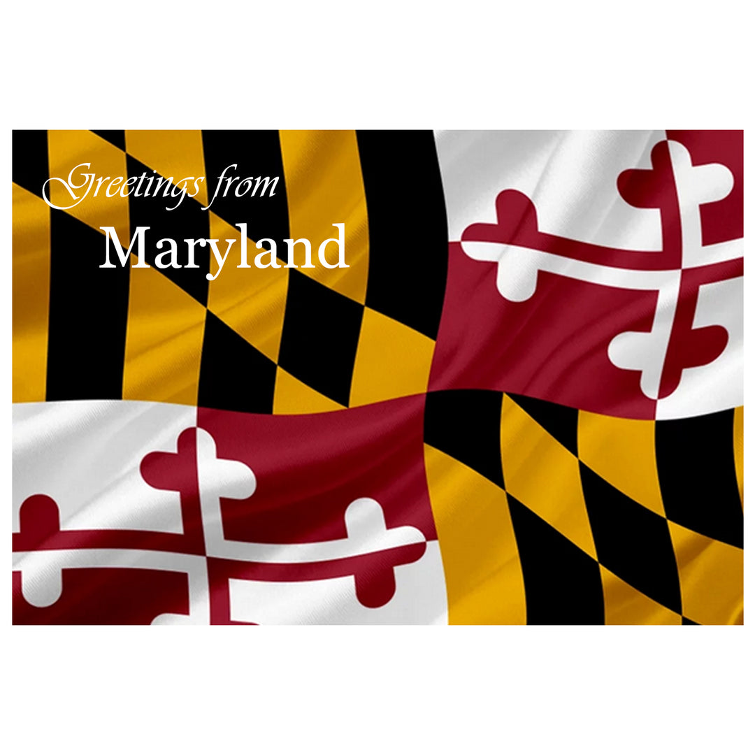 Waving Maryland Flag postcard with &