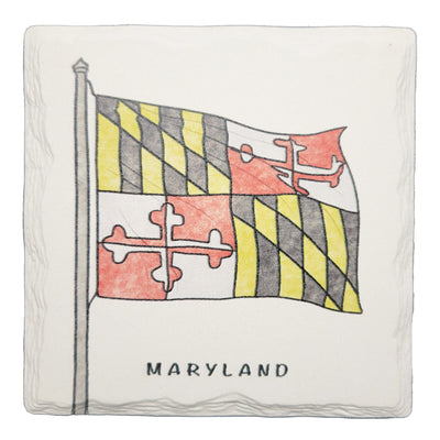 Maryland Flag Hand-Drawn Ceramic Drink Coaster