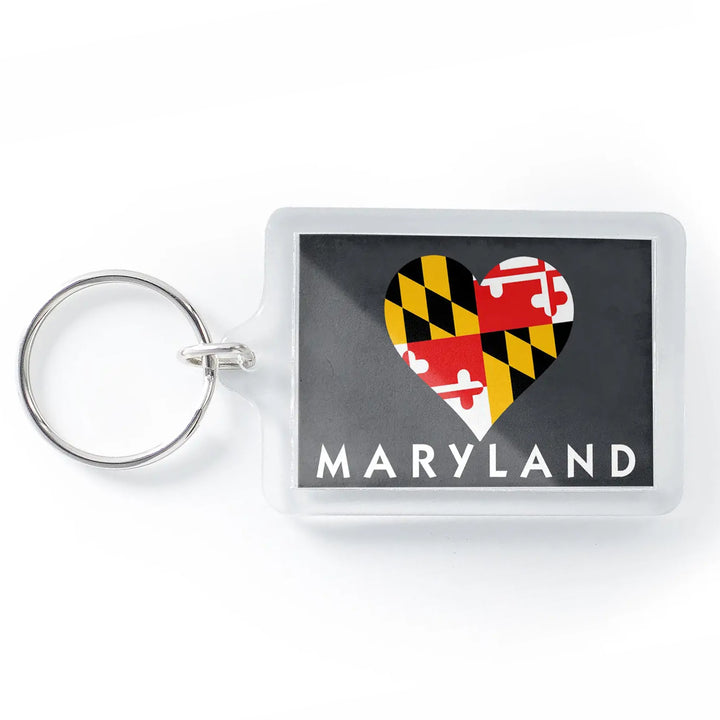 Maryland Flag Heart Lucite Keyring