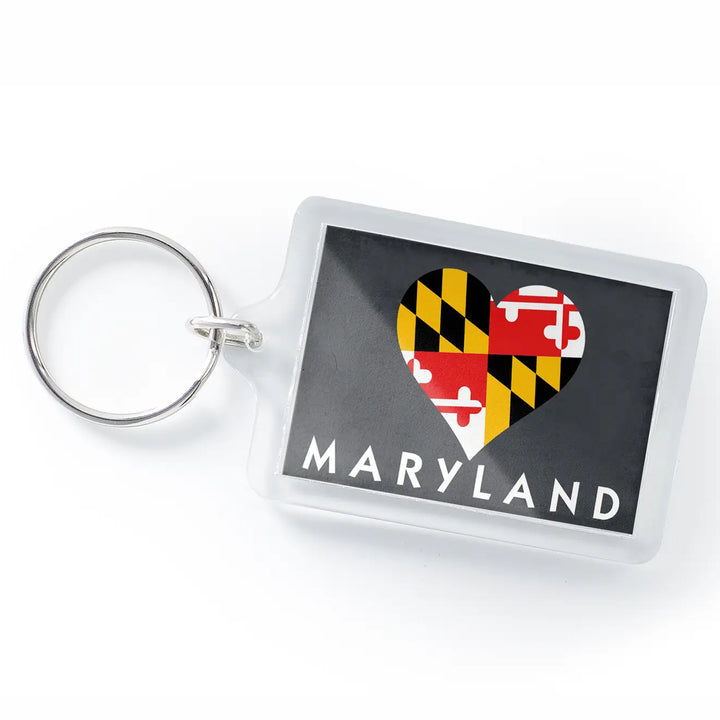 Maryland Flag Heart Lucite Keychain