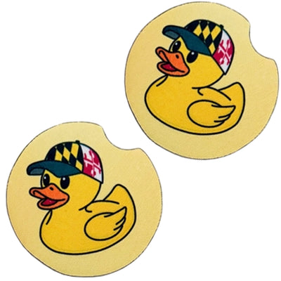 Maryland Flag Jeep Duck Car Coasters Set of 2