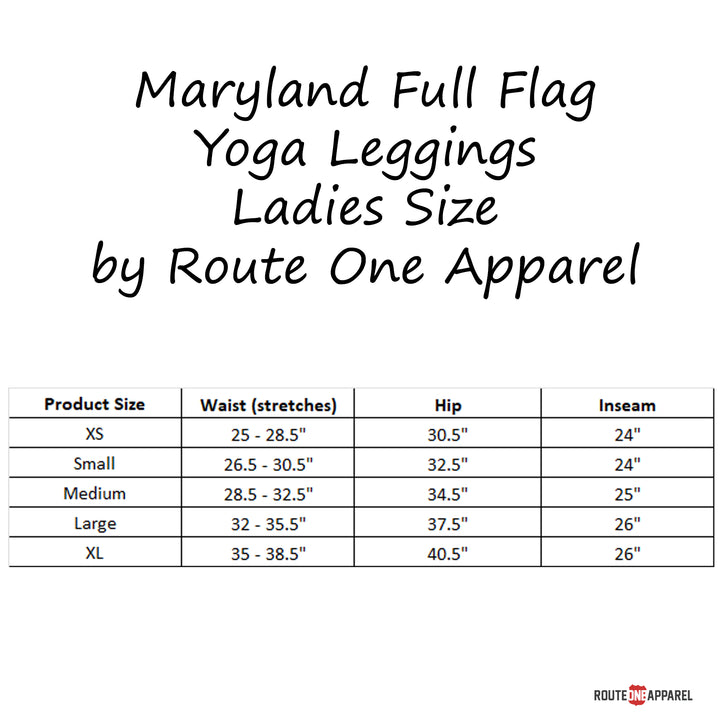 Maryland Full Flag Ladies Leggings by Route One Apparel (size chart)