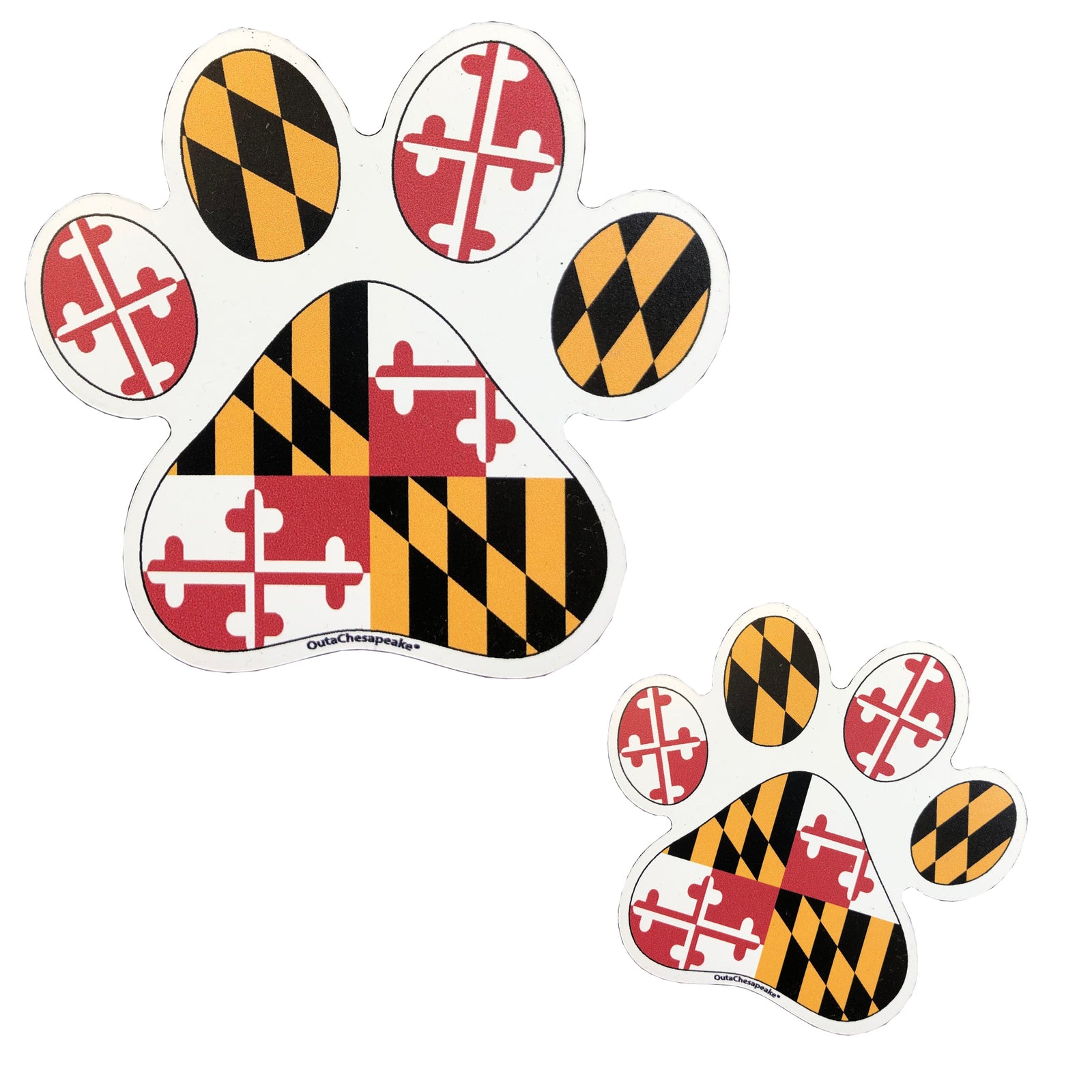 Maryland Flag Dog Paw Print Magnet - 2 Sizes