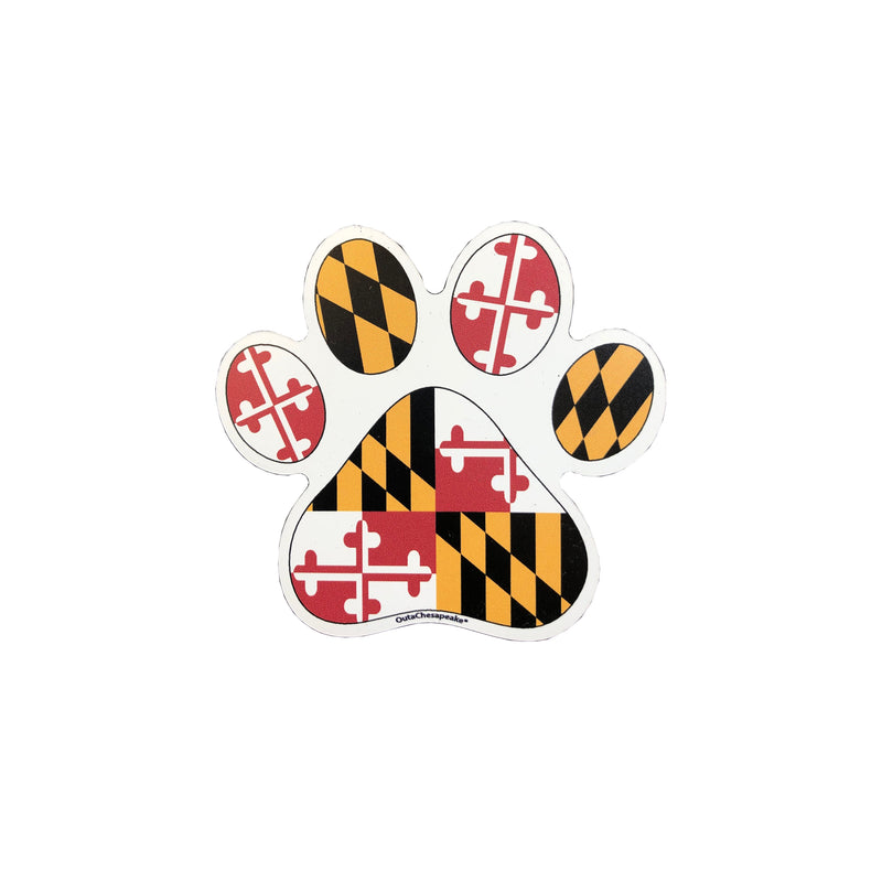 Maryland Flag Dog Paw Print Magnet - Small 2"