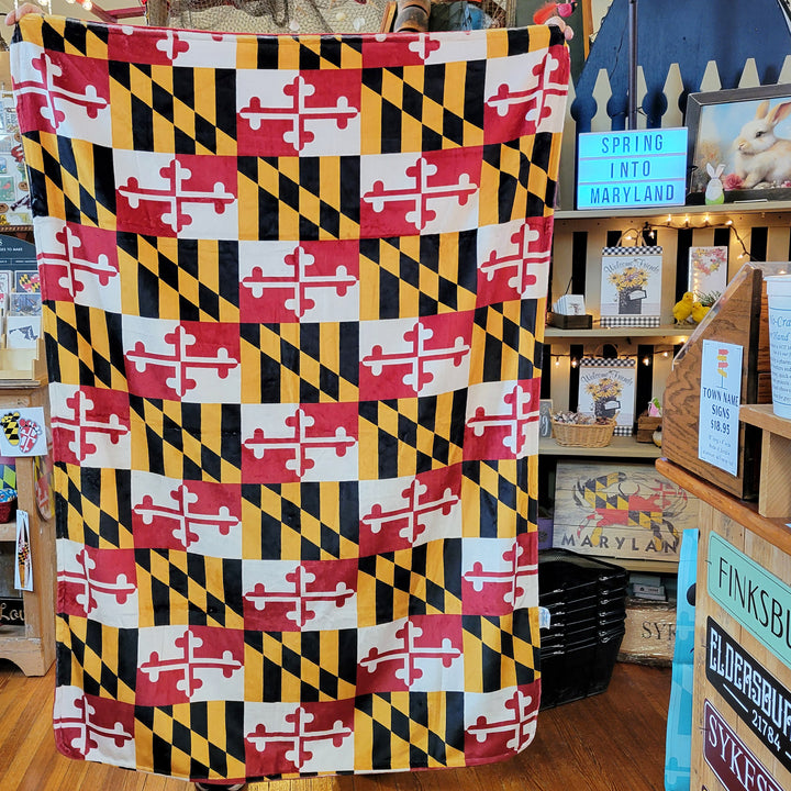 Maryland Flag Plush Throw Blanket Scene