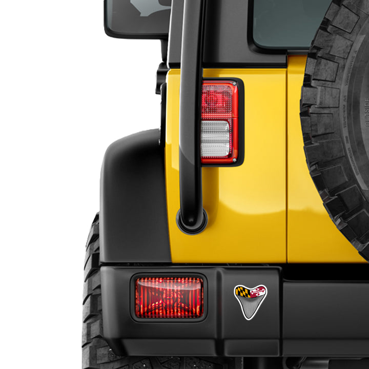 Maryland Flag Shark Tooth Vinyl Sticker on a vehicle