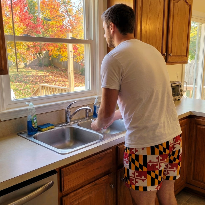 Maryland Flag Silky Unisex Boxer Shorts Model Scene