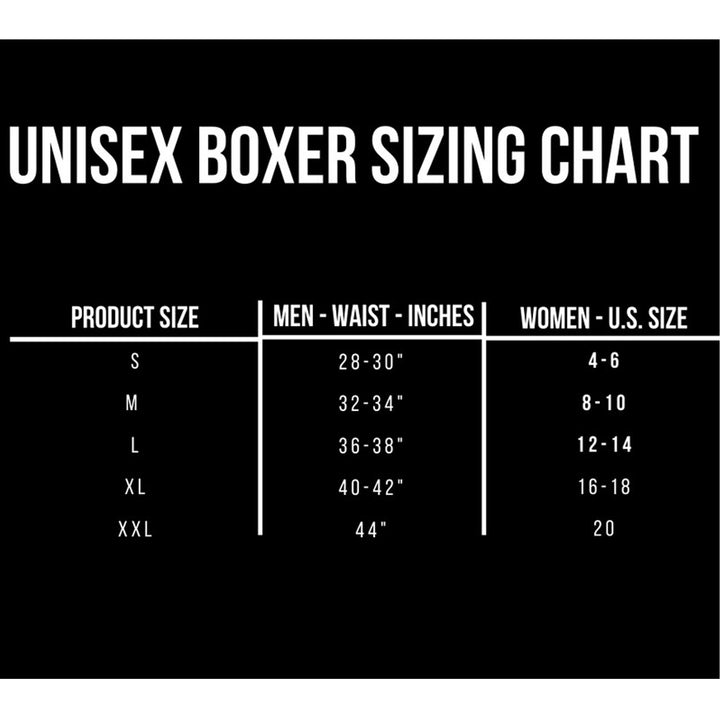 Maryland Flag Silky Unisex Boxer Shorts Sizing Chart