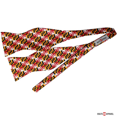 Bowtie with Maryland flag small print pattern on a white background