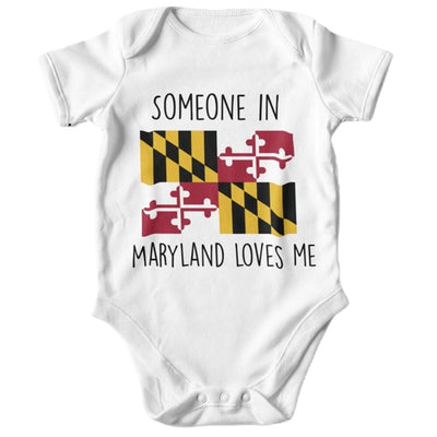 Maryland Flag "Someone Loves Me" Baby Onesie