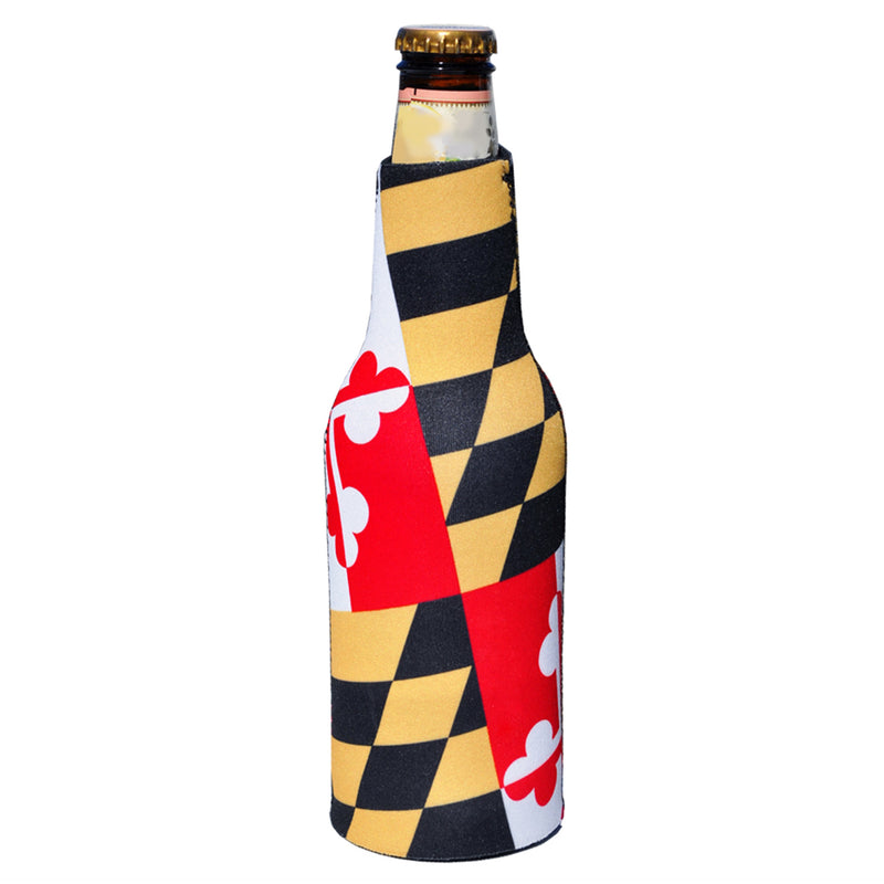 Maryland Flag Tilted Bottle Coolie Neoprene