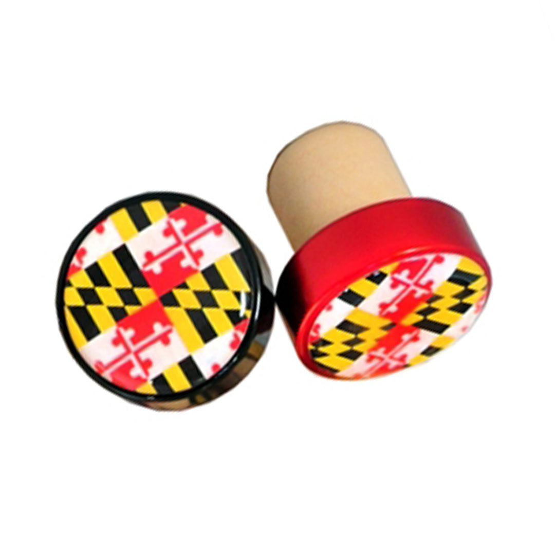 Maryland Flag Aluminum Wine Bottle Stopper - Red or Black