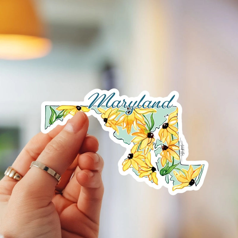 Maryland Floral State Shaped Vinyl Sticker