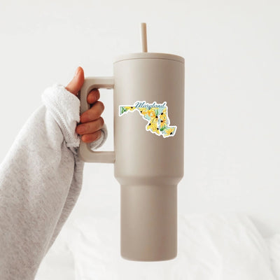 Maryland Floral State Shaped Vinyl Sticker