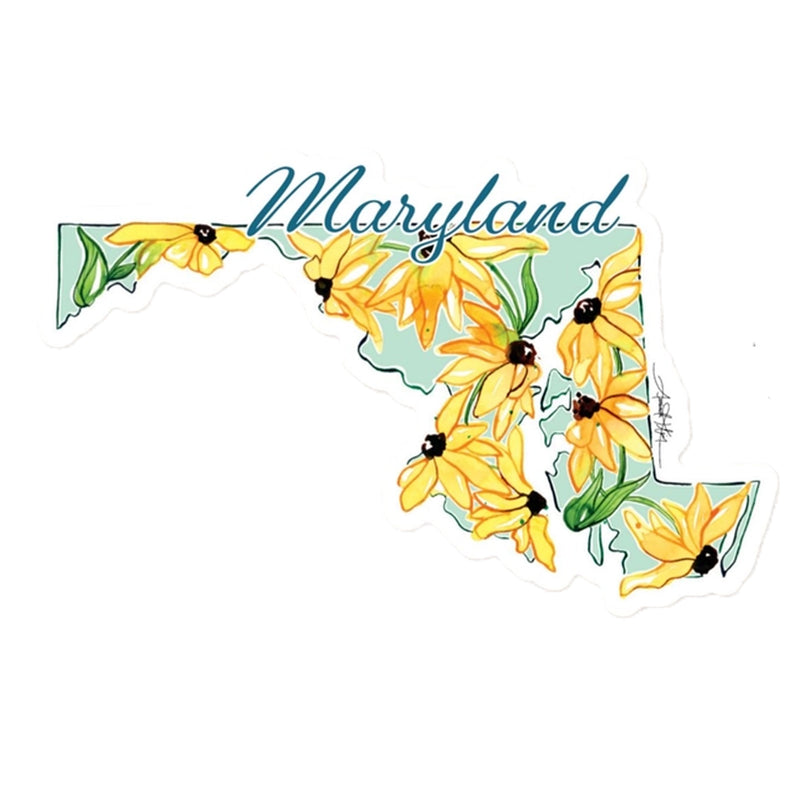 Maryland Floral State Shaped Vinyl Sticker
