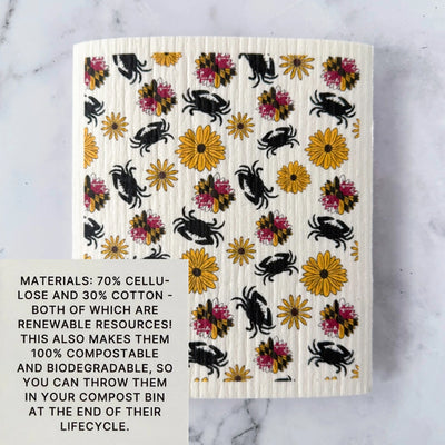 Maryland Flower and Crab Swedish Dish Cloth