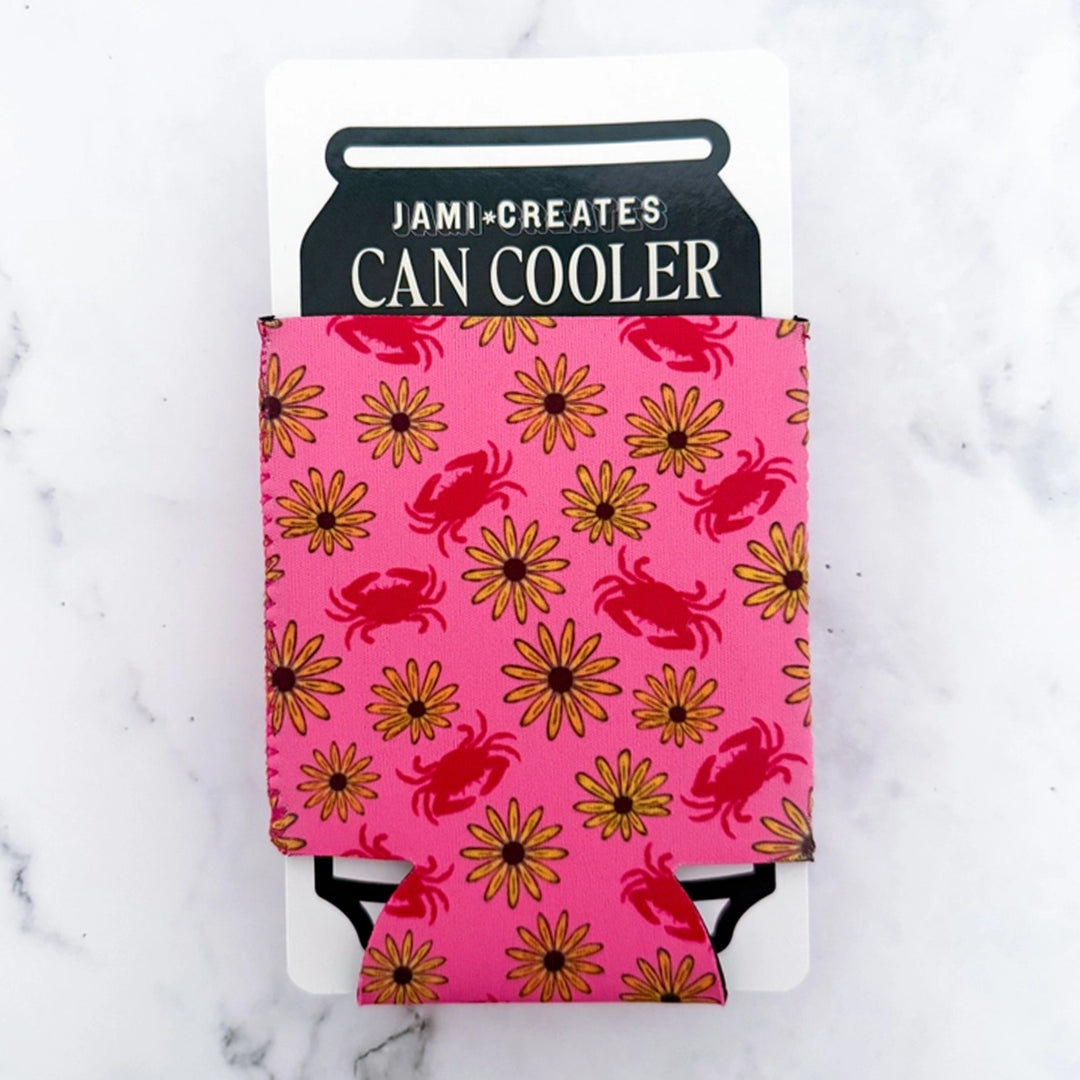 Maryland Flower and Crab Pink Can Coolie (as packaged)