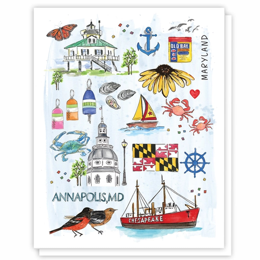 Maryland Icons Collage Note Card.