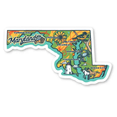 Maryland Icons Map Acrylic Magnet