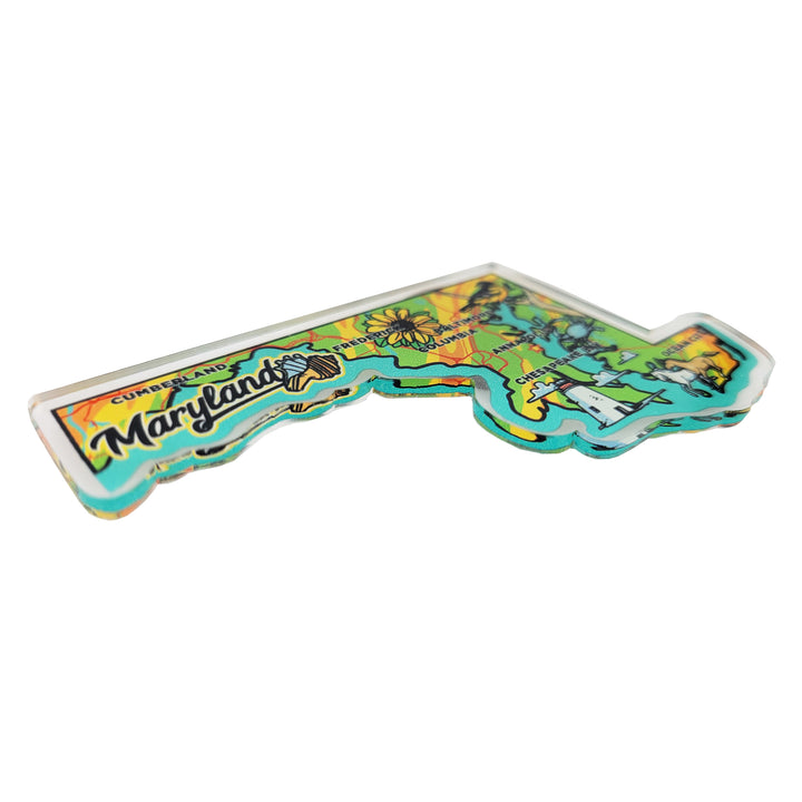 Maryland Icons Map Acrylic Magnet