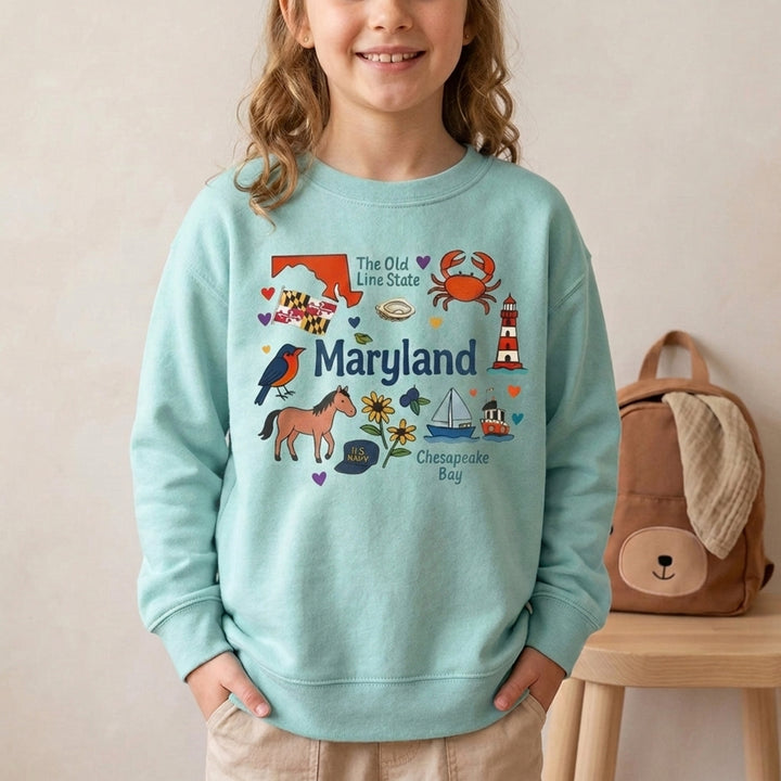 Maryland Icons Red Crab Old Line State Youth Sweatshirt