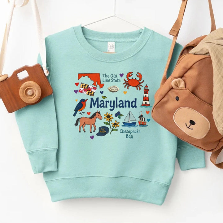 Maryland Icons Red Crab Old Line State Youth Sweatshirt