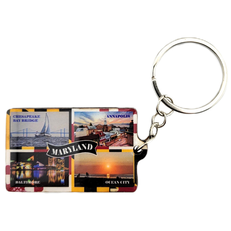 Maryland Places Windowpane Key Ring (back)
