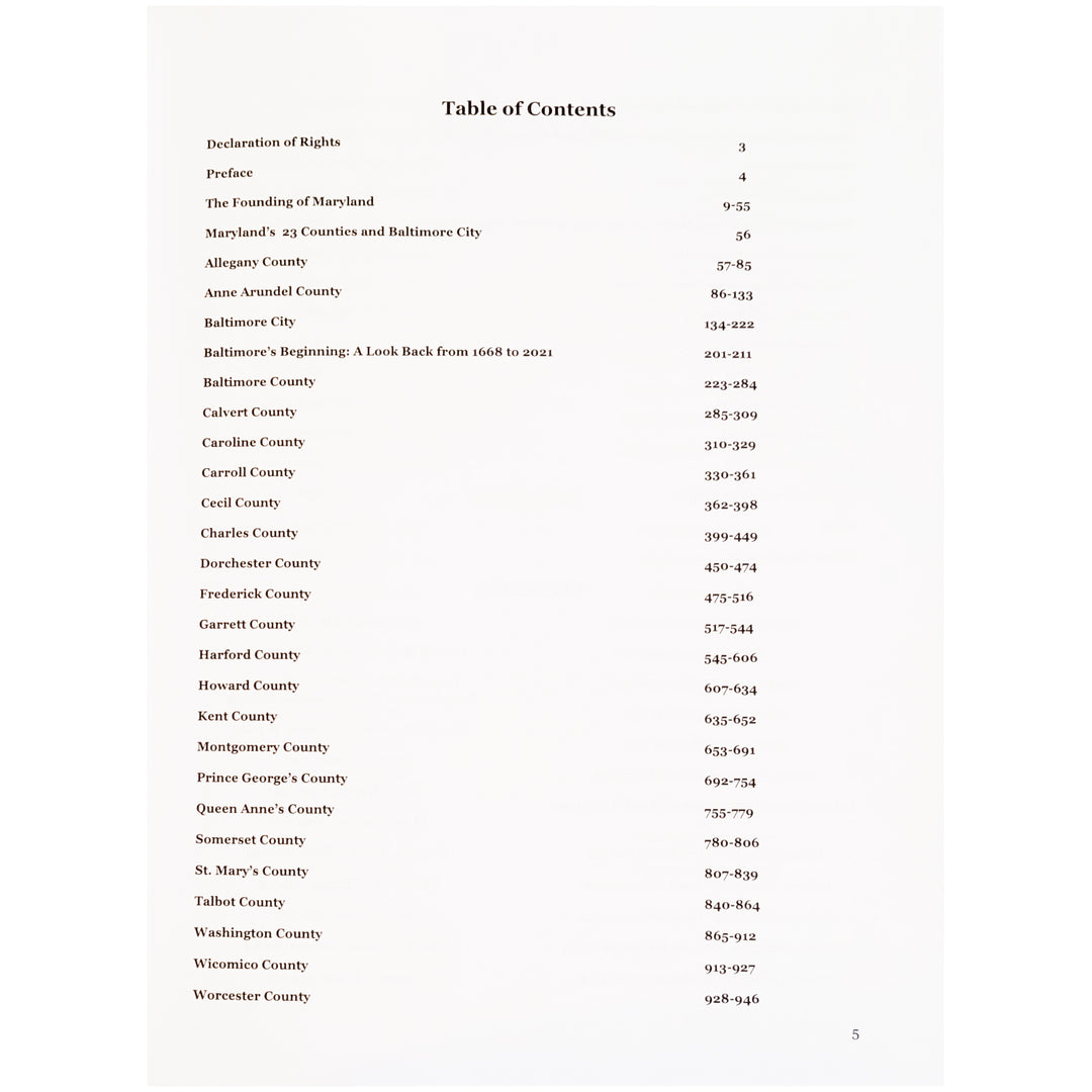 maryland the seventh state a history book 5th edition table of contents